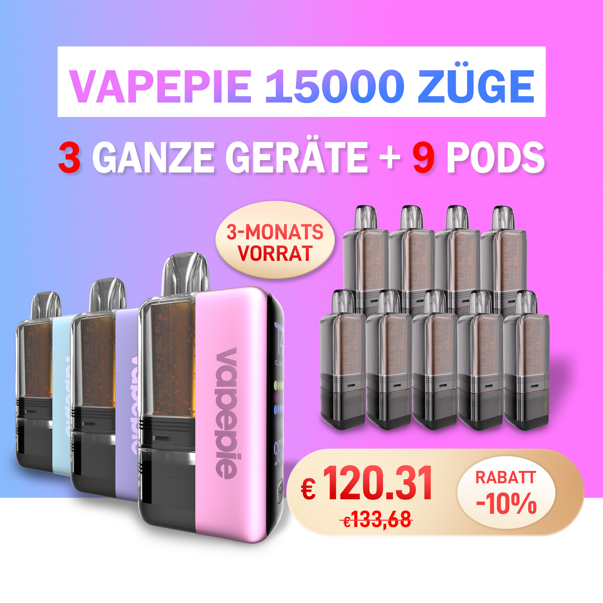 Vapepie Ultra X Value Bundle – 3 Kits + 9 Pods