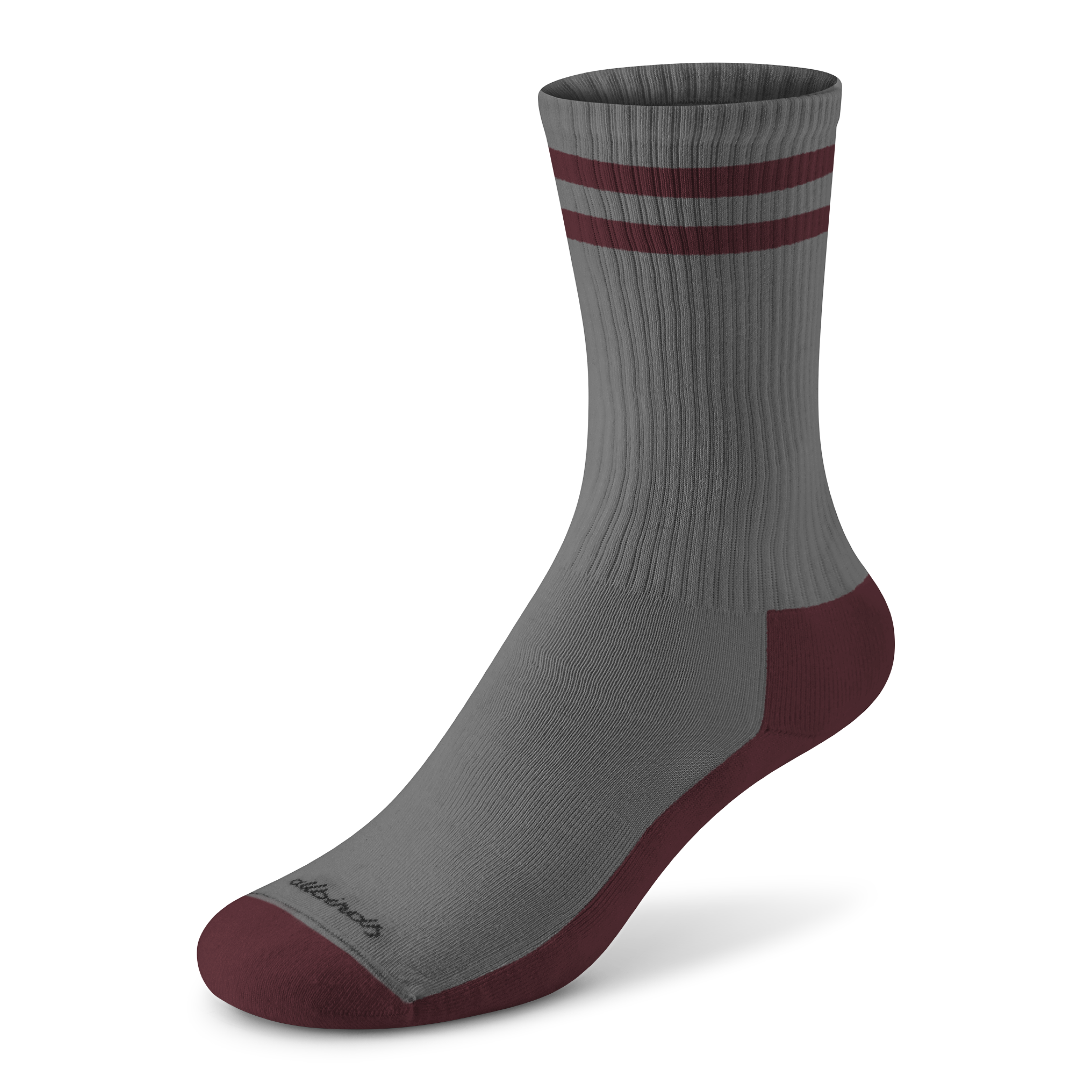 Anytime Crew Sock - Medium Grey/Hazy Burgundy Stripe